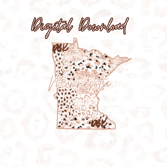Minnesota Rose Gold Leopard Digital Download