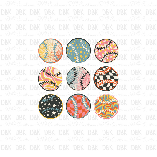 Colorful Baseballs DTF transfer C24