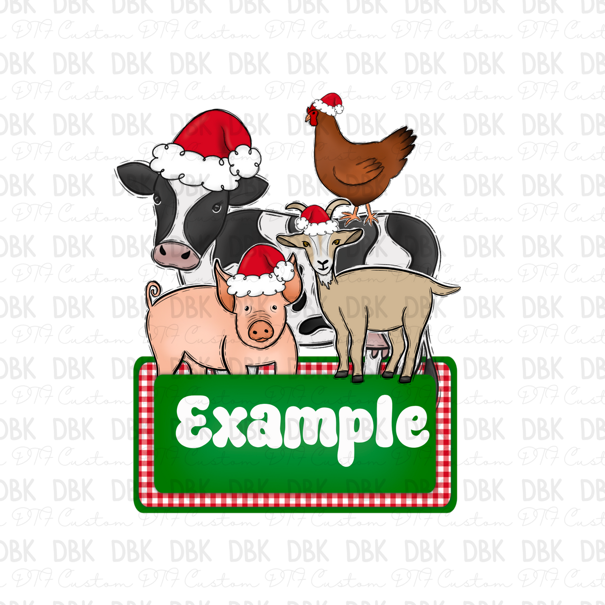 Farm Animals Christmas Custom name DTF Transfer ONLY