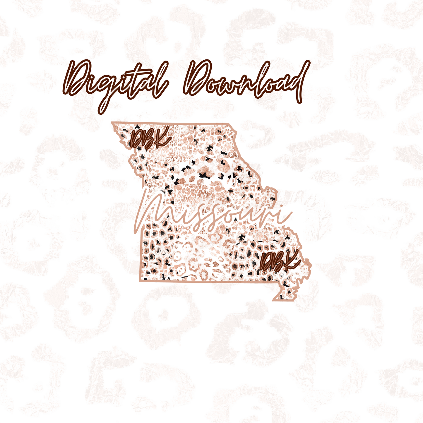 Missouri Rose Gold Leopard Digital Download