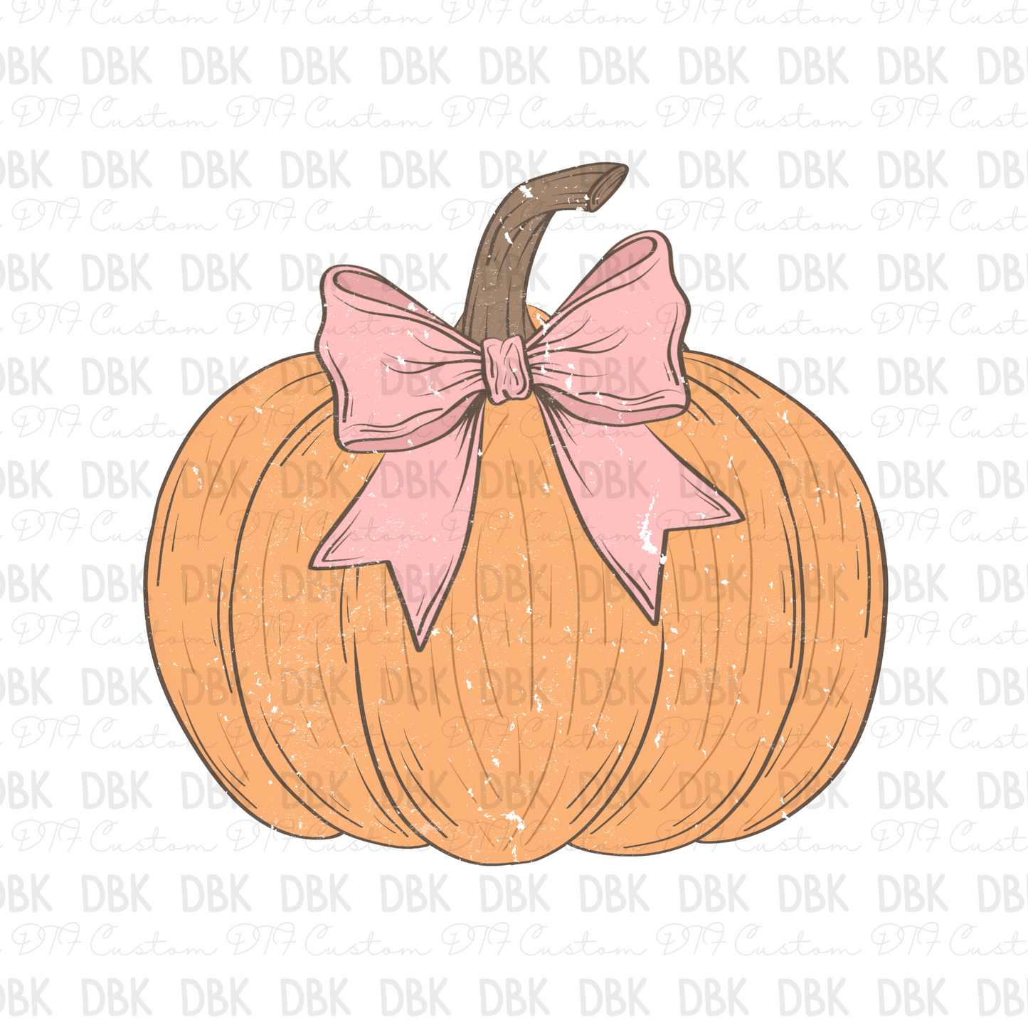 Pink Bow Pumpkin DTF transfer H177