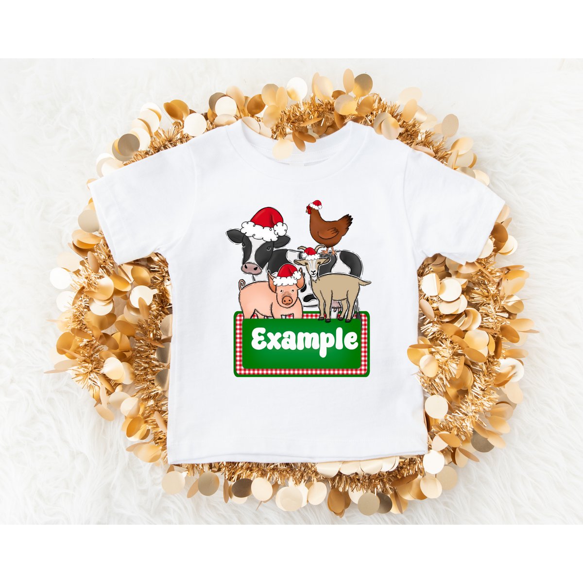 Farm Animals Christmas Custom name DTF Transfer ONLY