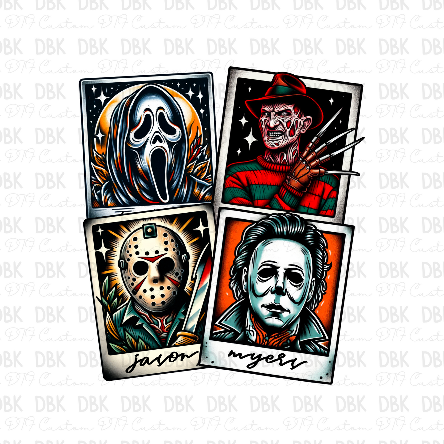 Jason, Ghost face, Myers, Freddy DTF transfer H80