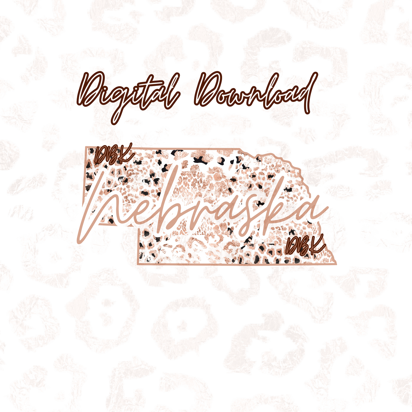 Nebraska Rose Gold Leopard Digital Download