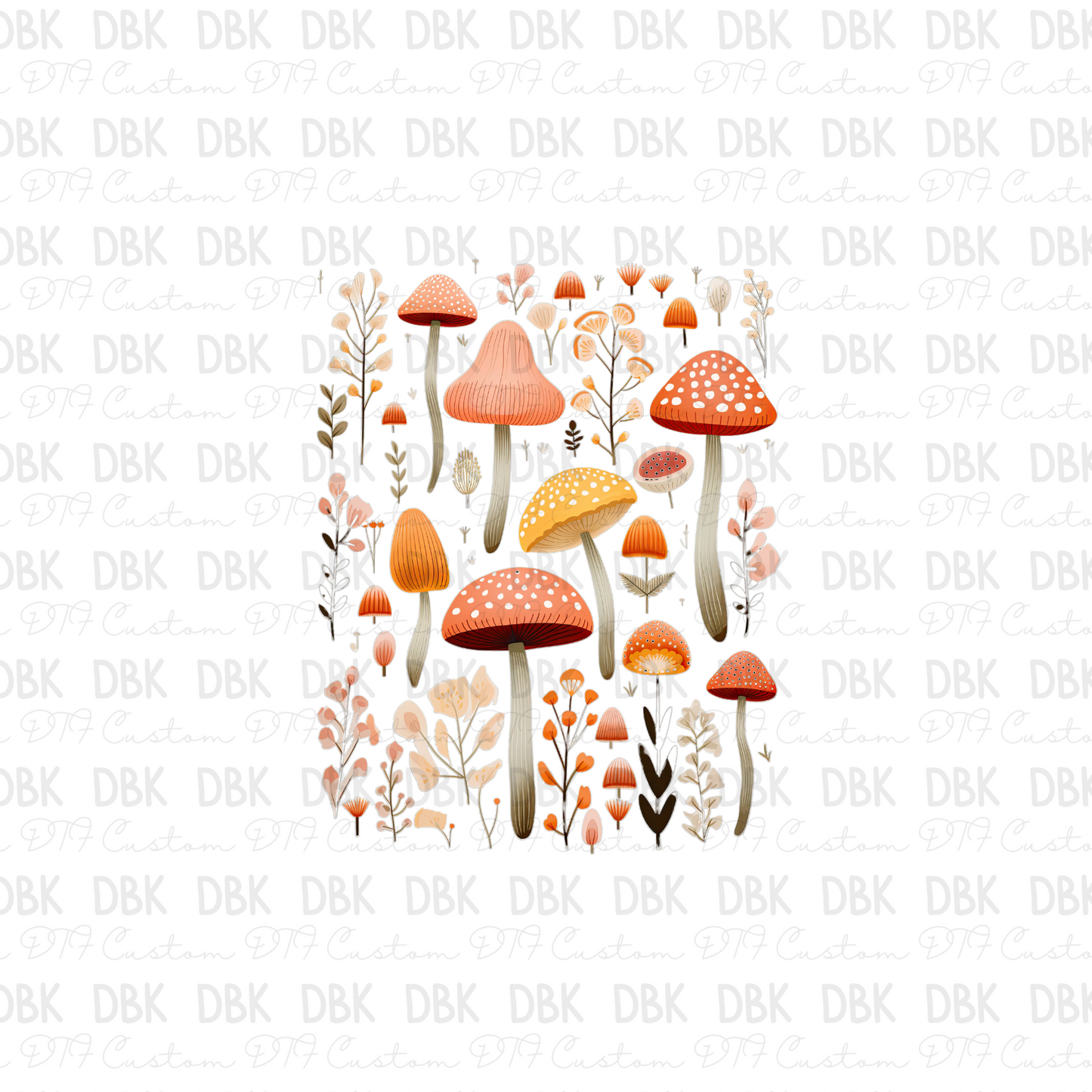 Mushroom floral  DTF Transfer F8