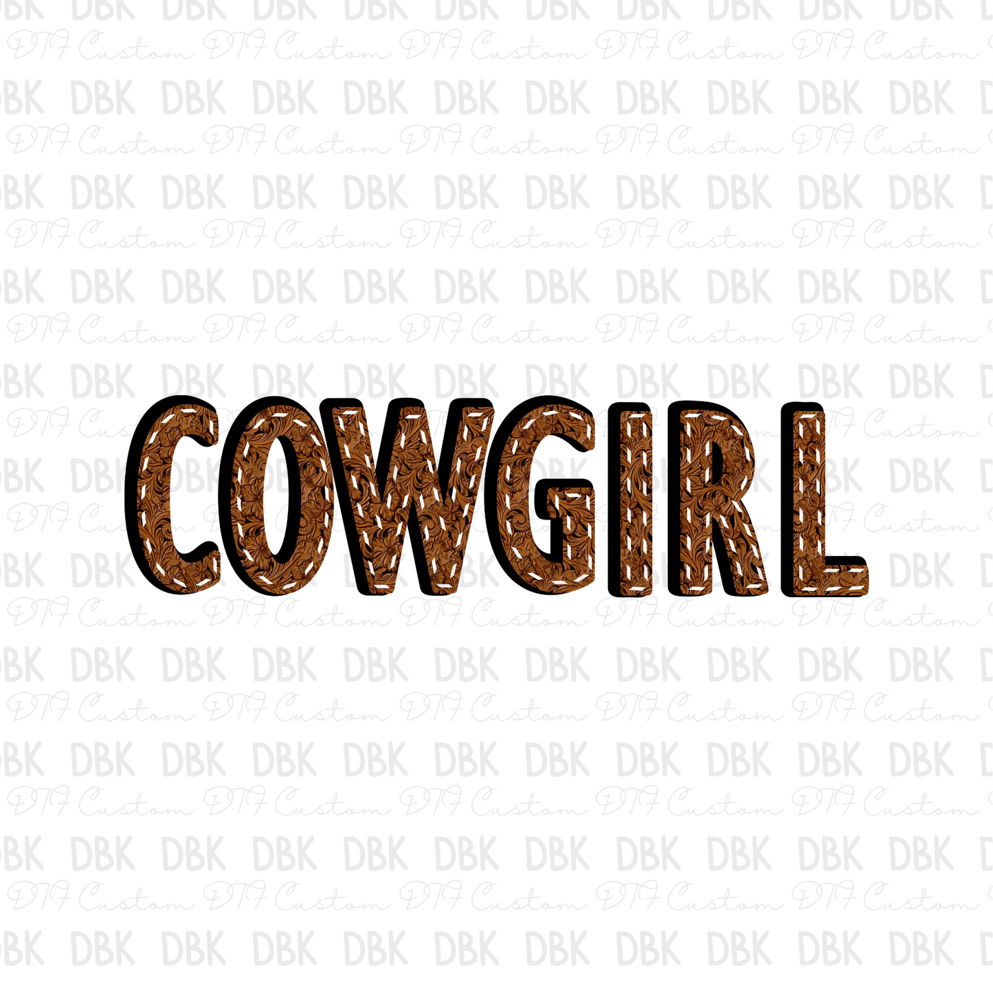 Cowgirl leather DTF transfer