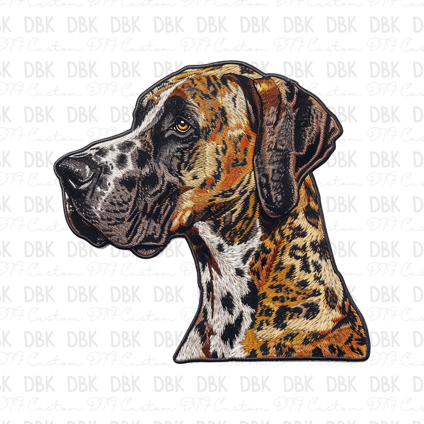 Fawn Harlequin Great Dane DTF transfer