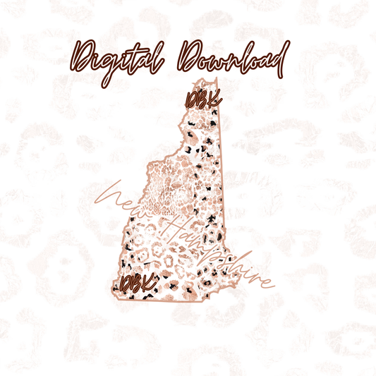 New Hampshire Rose Gold Leopard Digital Download