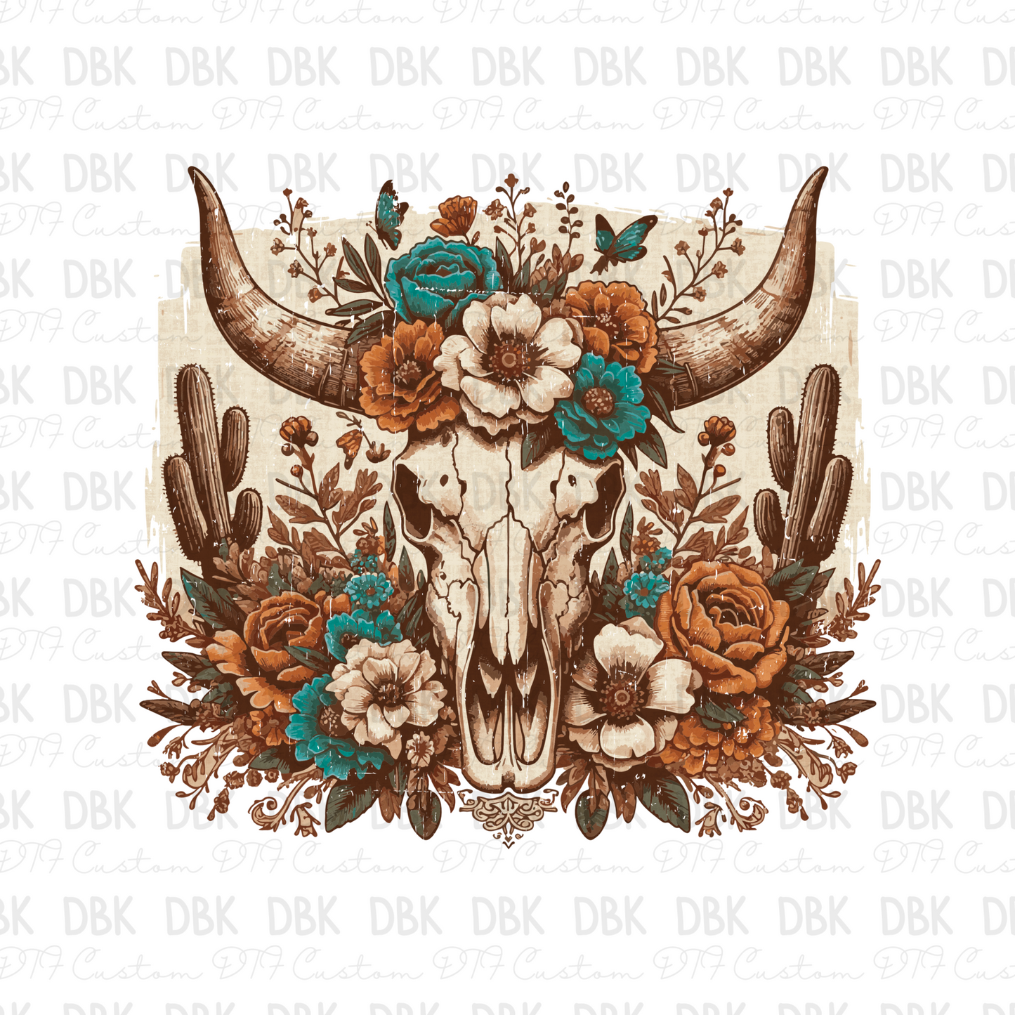 Desert cow skull DTF Transfer