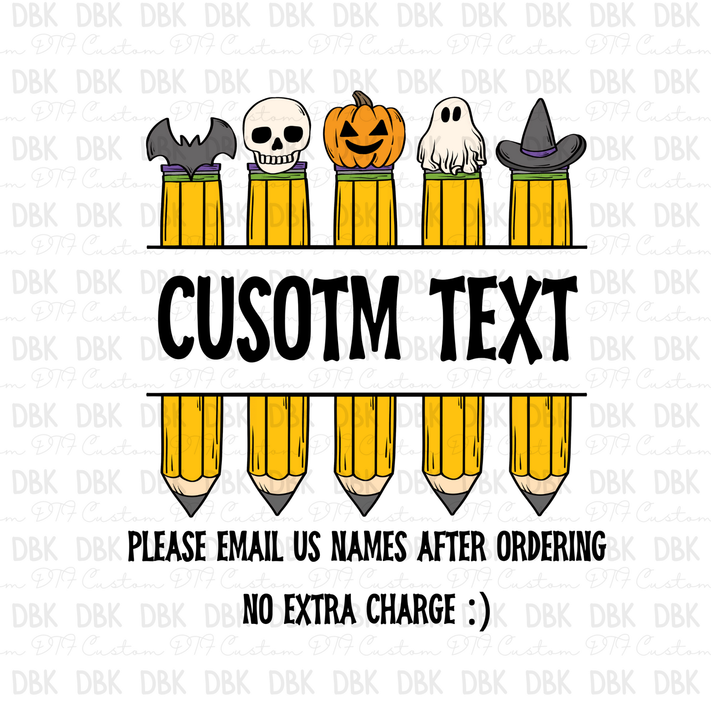 Custom Halloween Pencils DTF Transfer A174