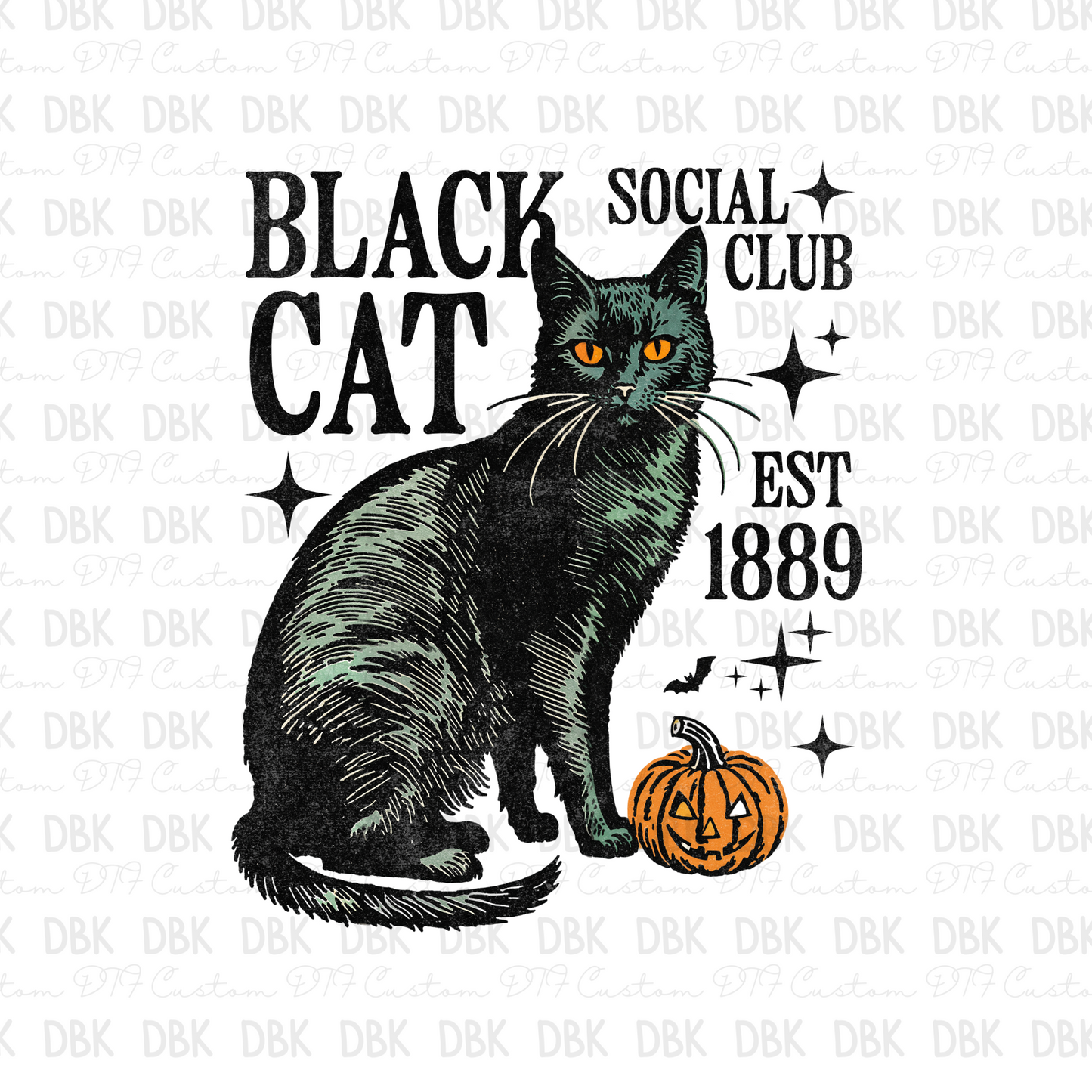 Black cat social club est 1889 DTF transfer H123