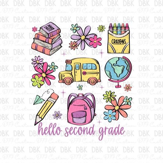 Hello Second grade (girl) DTF transfer A58