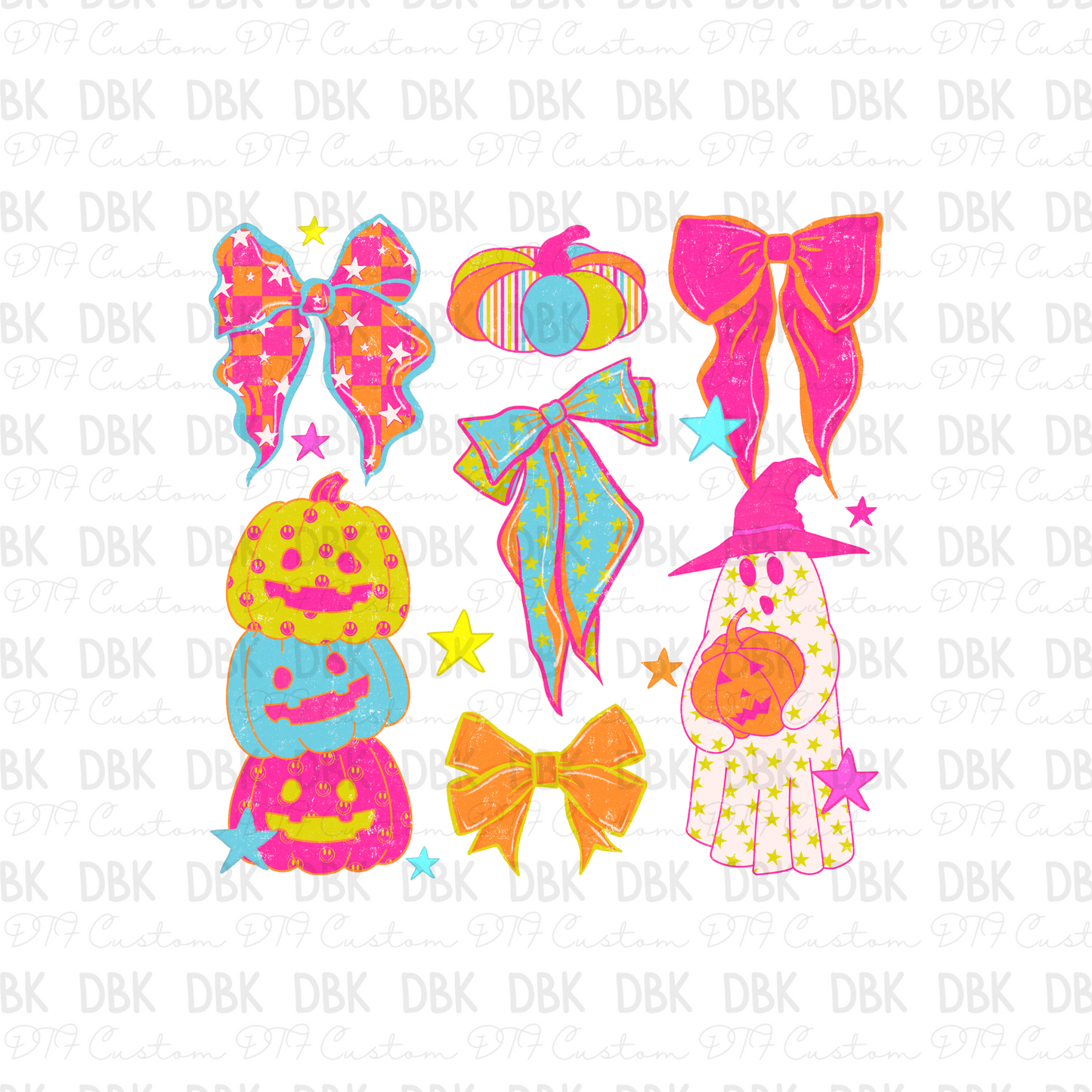 Neon Halloween bows DTF Transfer H322