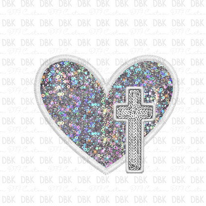 Heart & Cross DTF transfer FT62