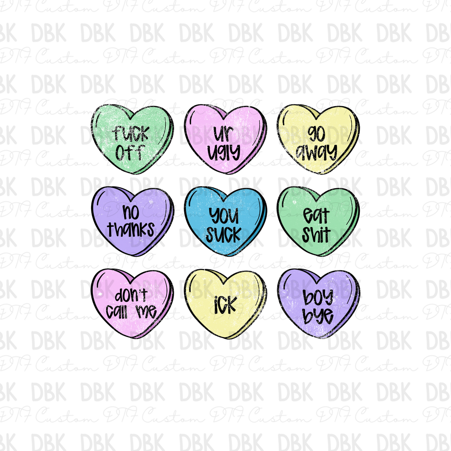 Funny Valentine Hearts DTF Transfer