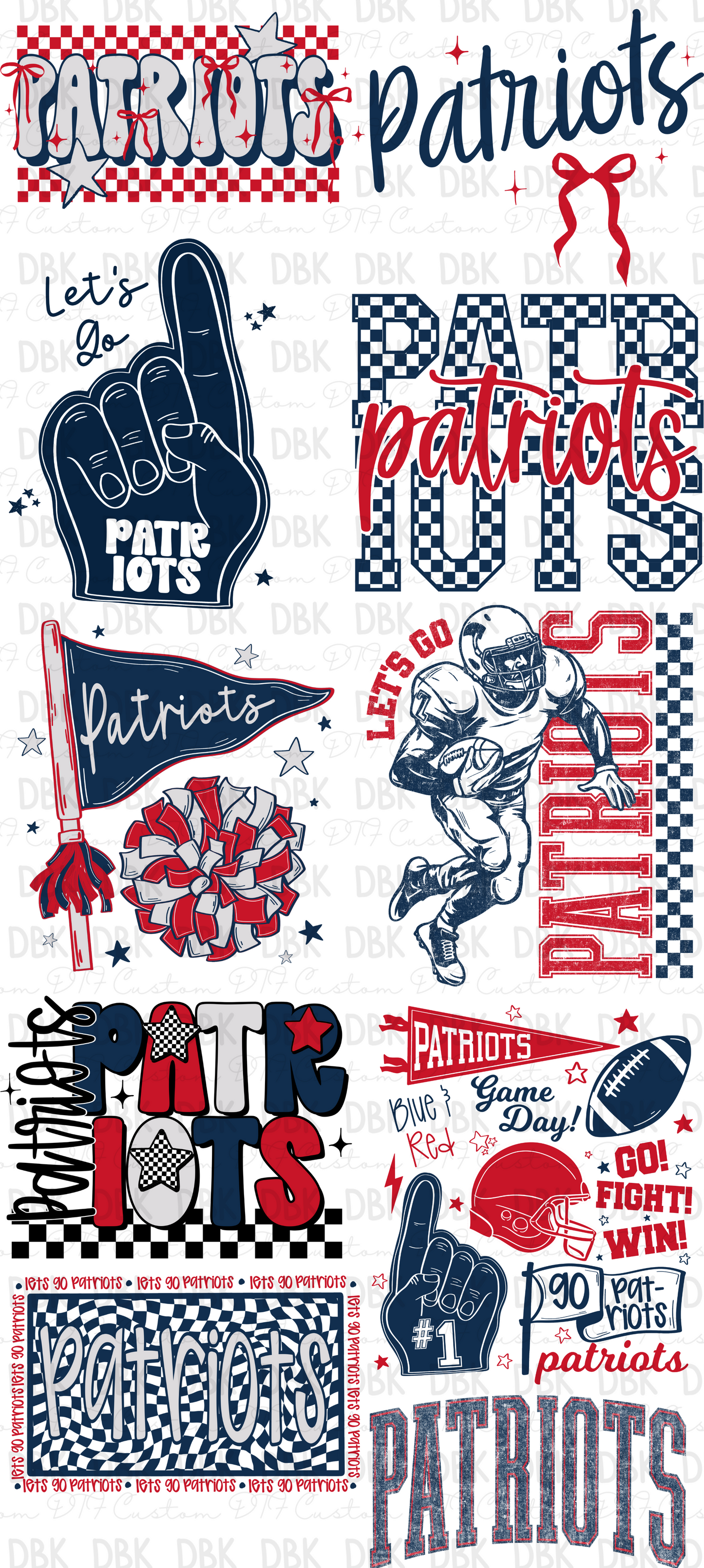 Patriots Pre-Made Gang Sheet