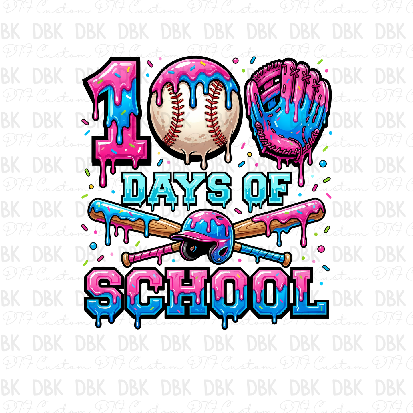 100 days of school baseball DTF Transfer A261