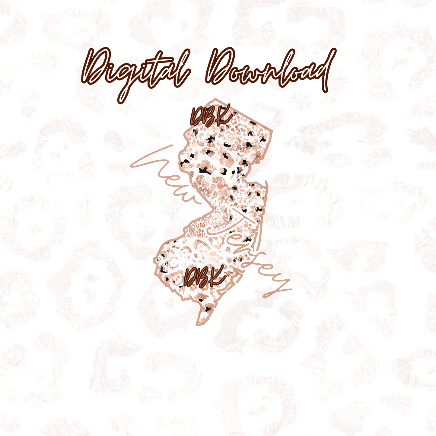 New Jersey Rose Gold Leopard Digital Download