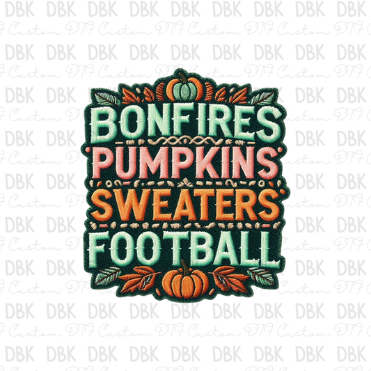 Bonfires Pumpkins Sweaters Football DTF transfer B27