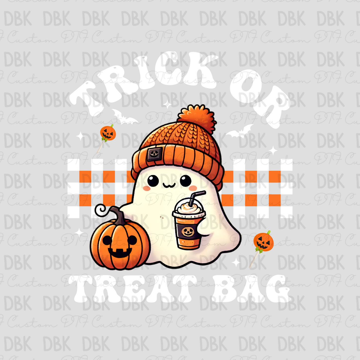 Trick or treat bag WHITE DTF Transfer H171