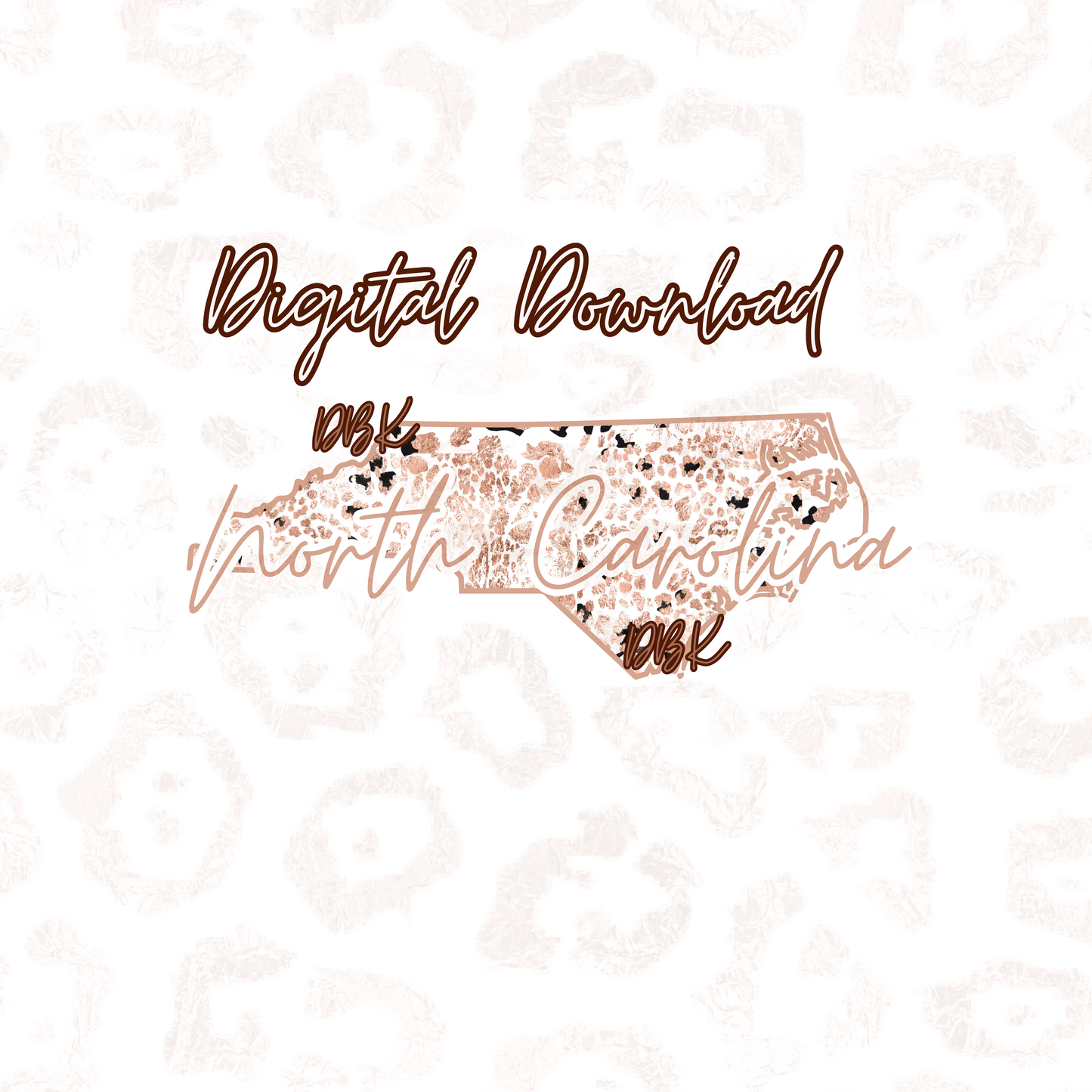 North Carolina Rose Gold Leopard Digital Download