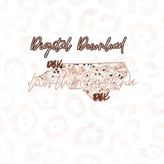 North Carolina Rose Gold Leopard Digital Download