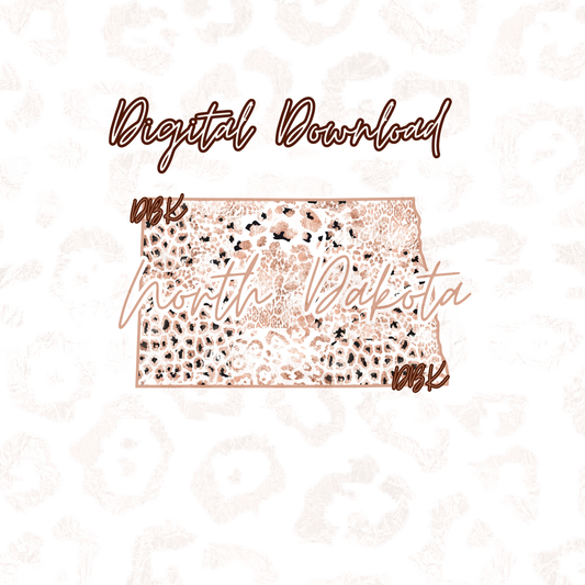 North Dakota Rose Gold Leopard Digital Download