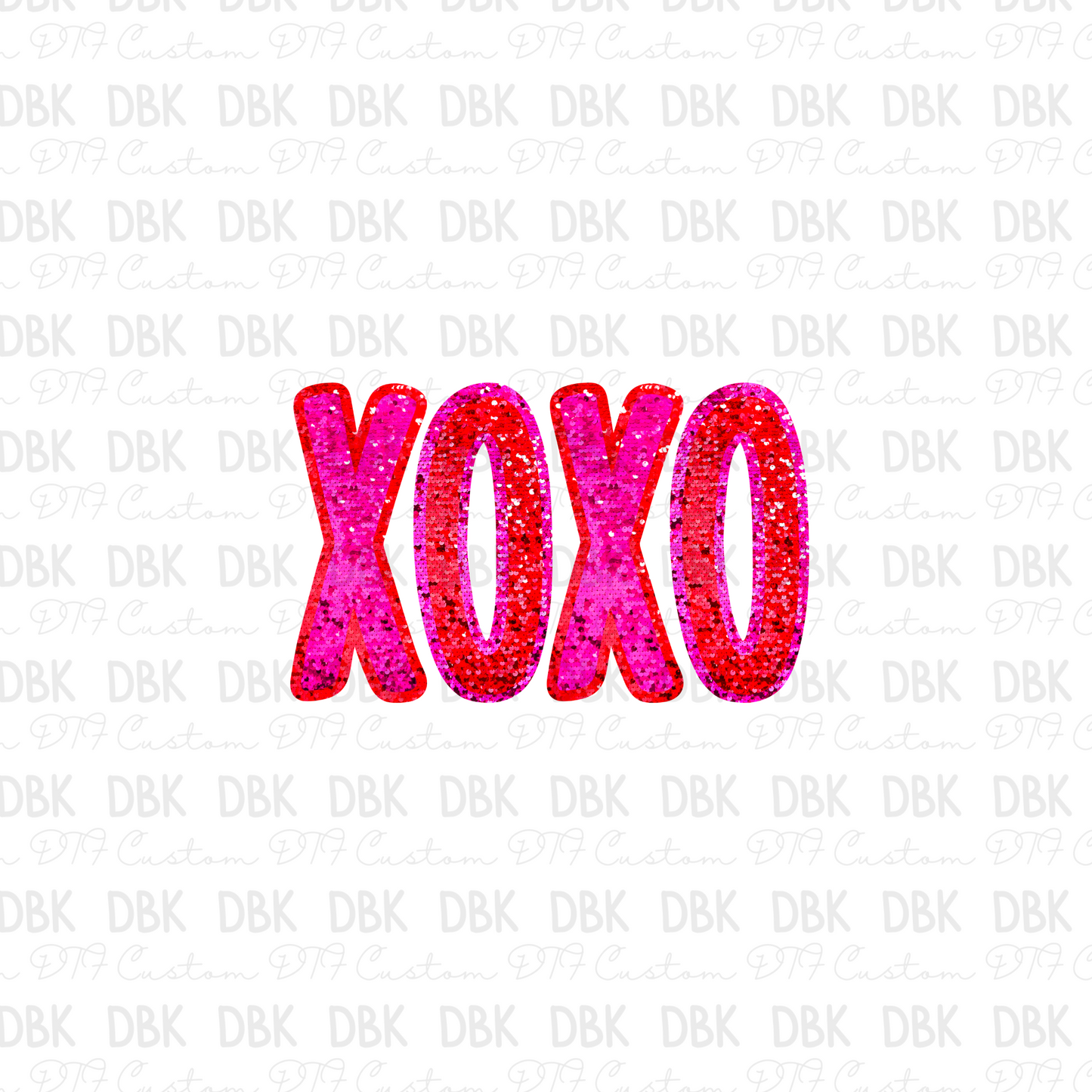 XOXO Faux Glitter DTF Transfer