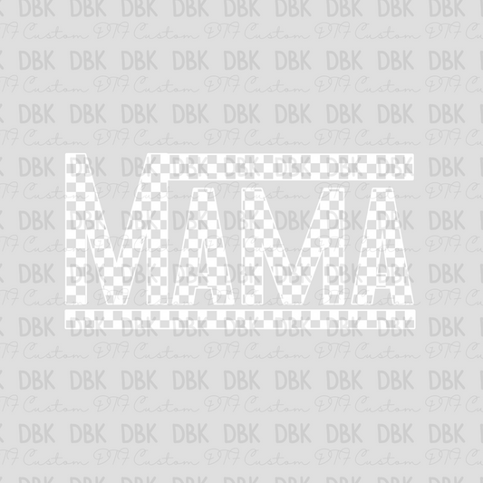 Mama checkered WHIITE DTF transfer N186