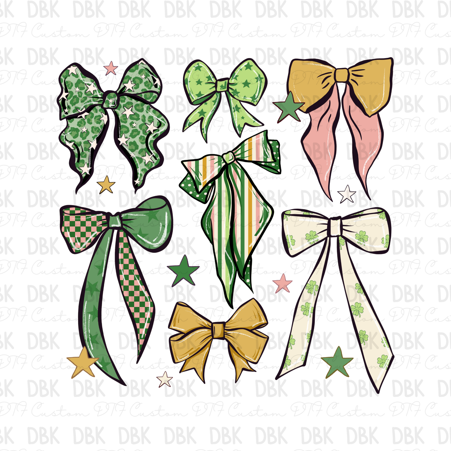 Green Bows DTF Transfer