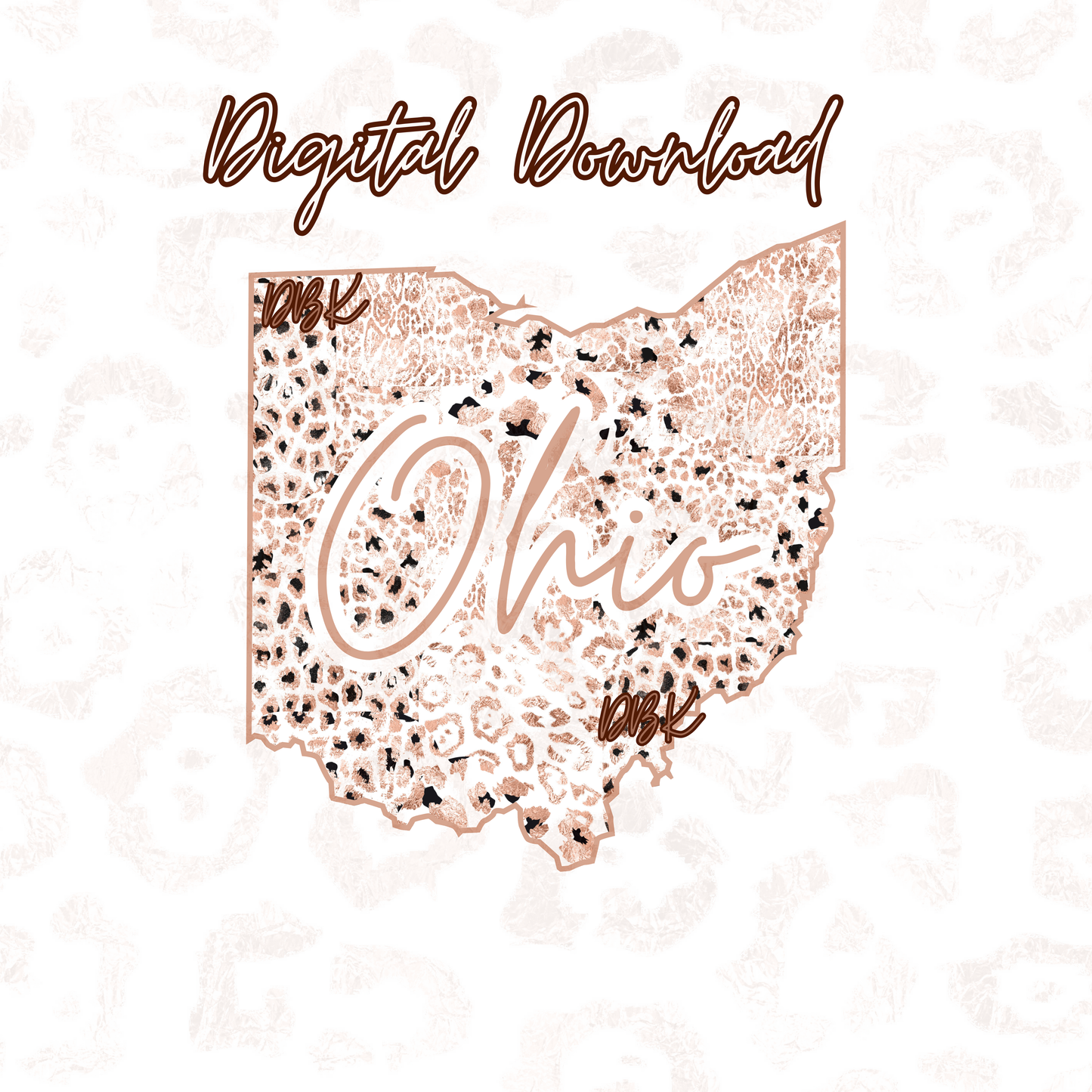 Ohio Rose Gold Leopard Digital Download