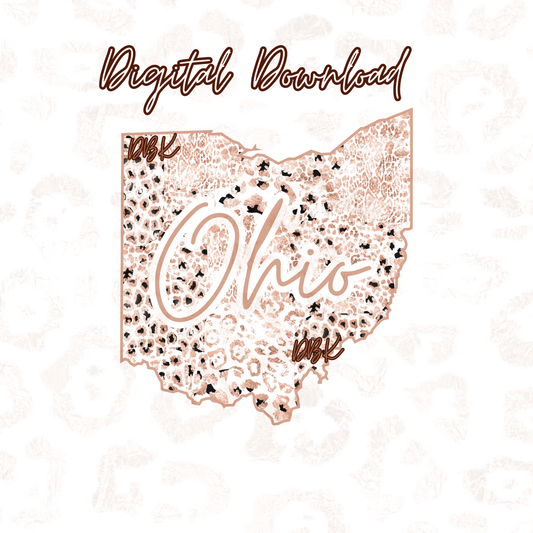 Ohio Rose Gold Leopard Digital Download