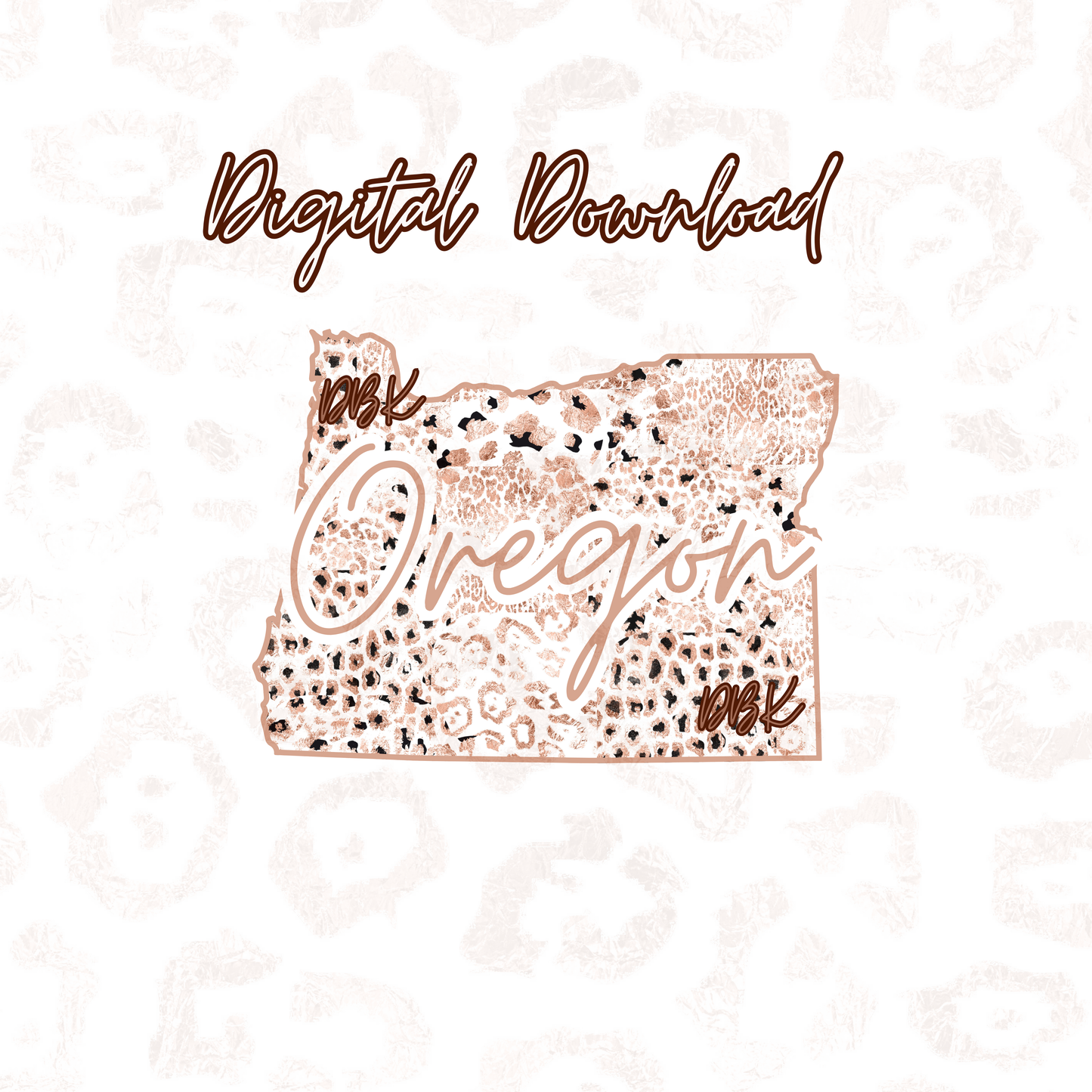 Oregon Rose Gold Leopard Digital Download