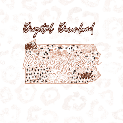 Pennsylvania Rose Gold Leopard Digital Download