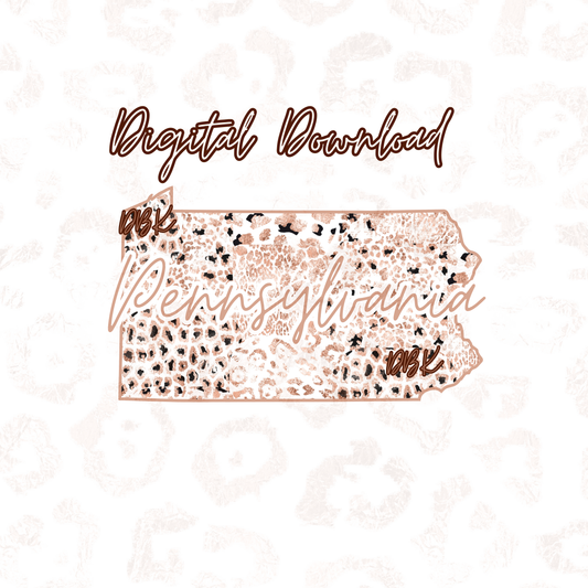 Pennsylvania Rose Gold Leopard Digital Download