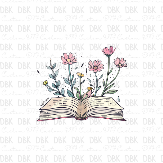 Floral Book DTF Transfer D13