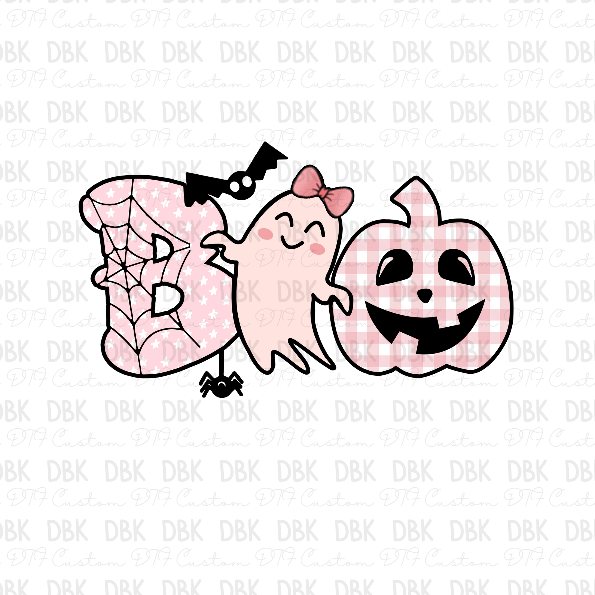 Pink boo DTF transfer H71 – DBK-Custom Creations