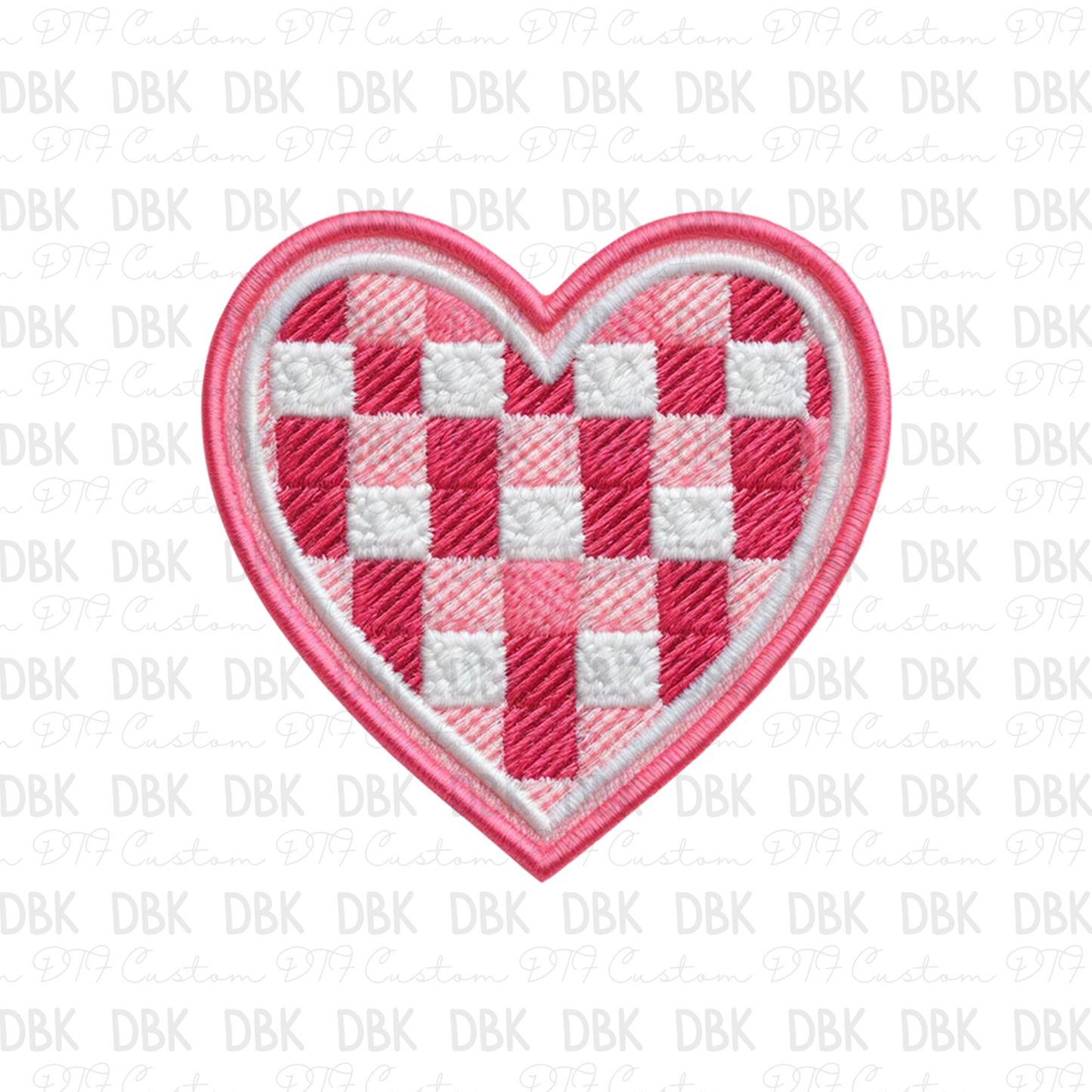 Pink heart checkered DTF Transfer B156