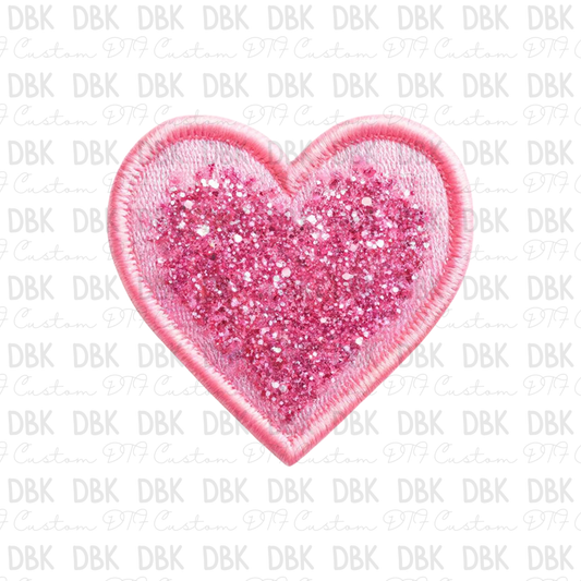 Pink Glitter Heart DTF transfer B79
