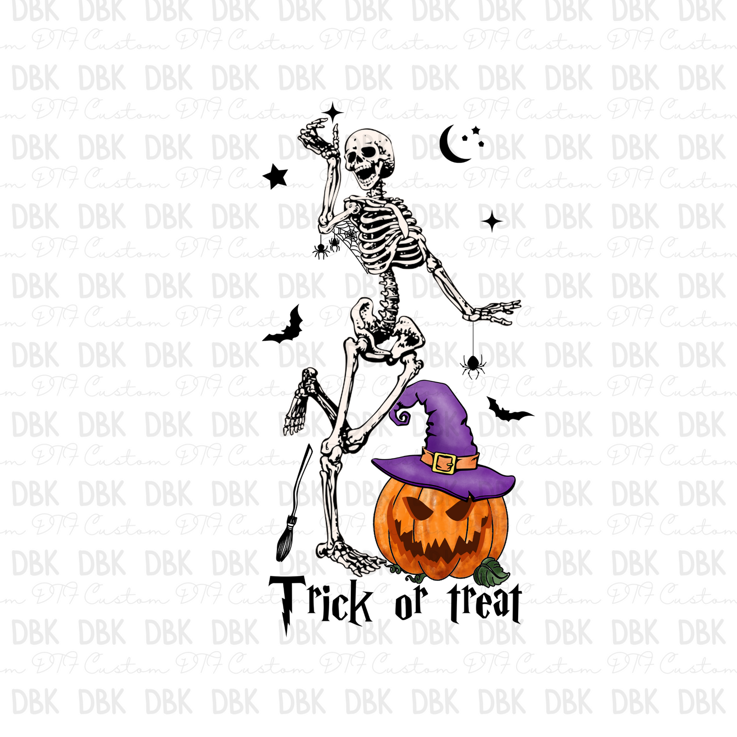 Skeleton trick or treat DTF transfer H121