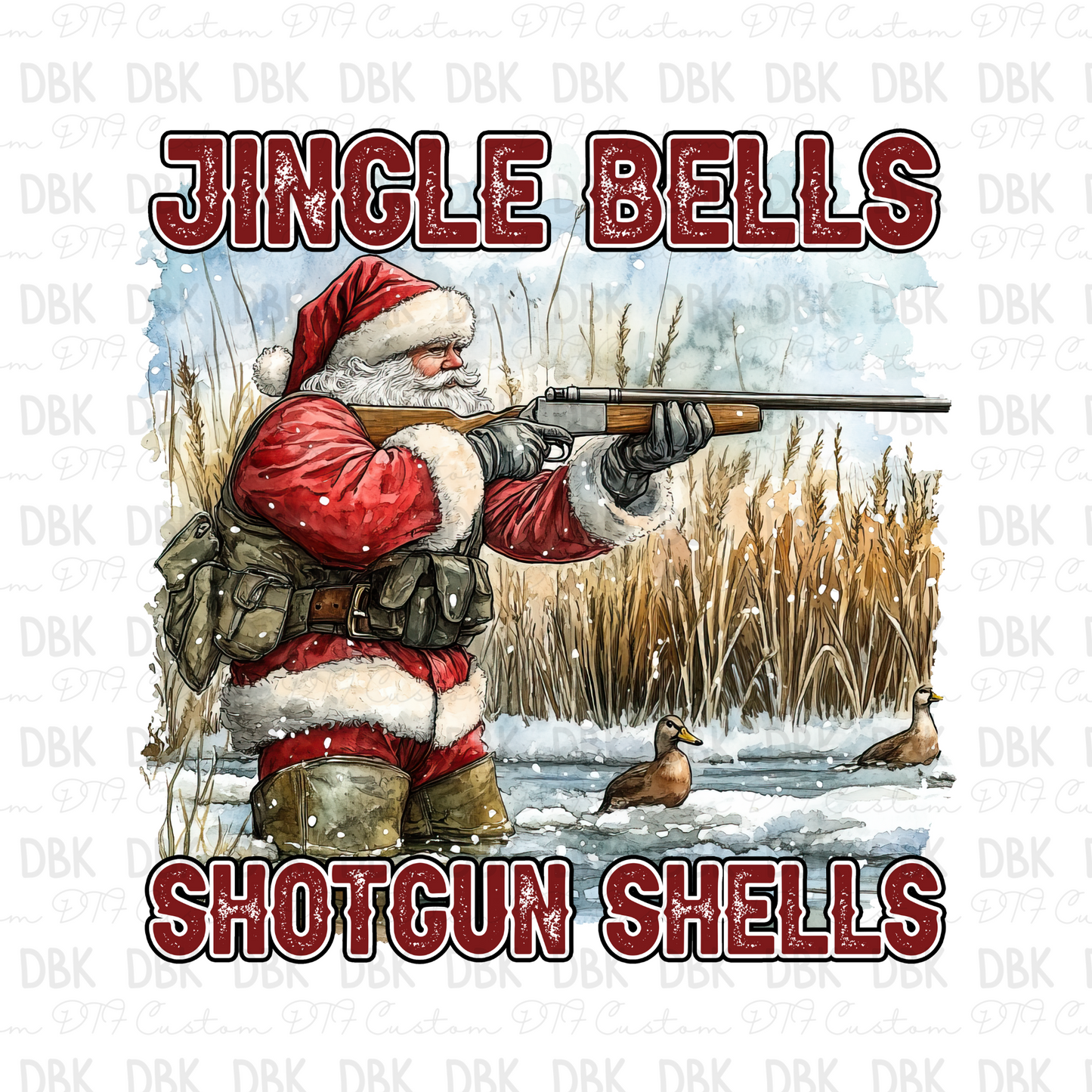 Jingle Bells shotgun shells DTF transfer E268