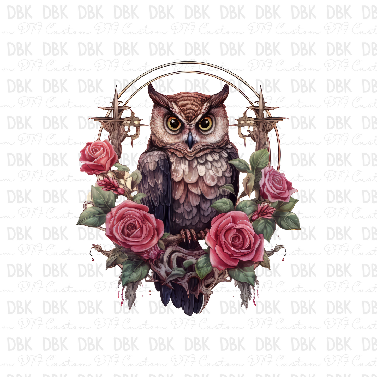 Floral Owl DTF Transfer