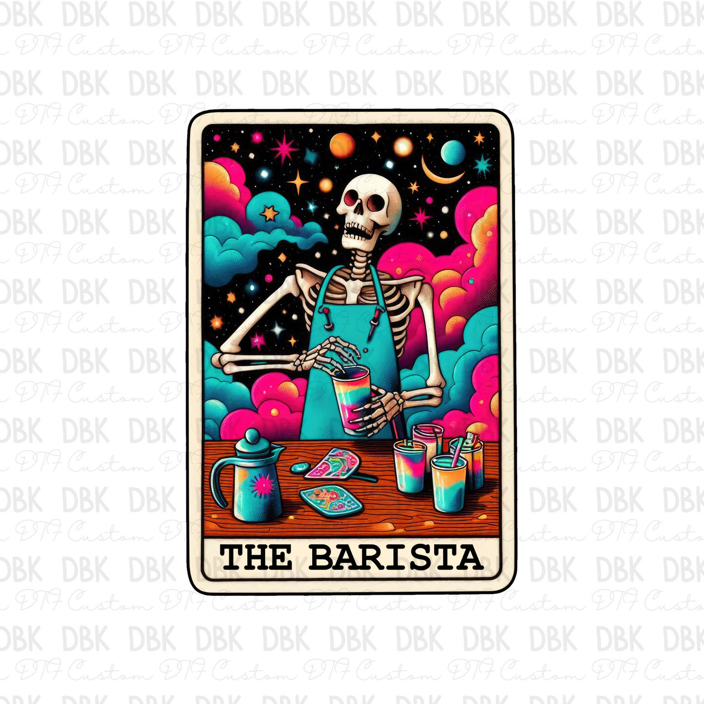 The barista tarot card DTF transfer