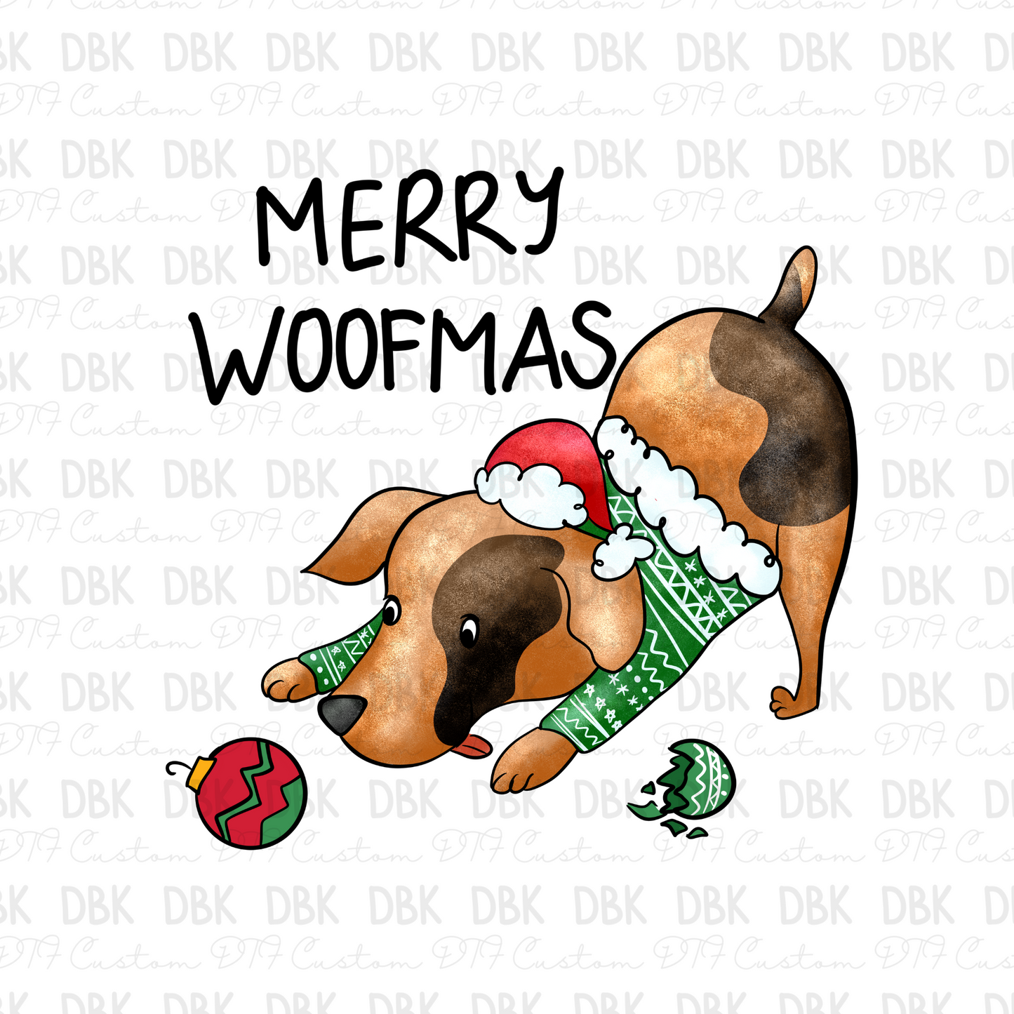 Merry woofmas DTF transfer E54