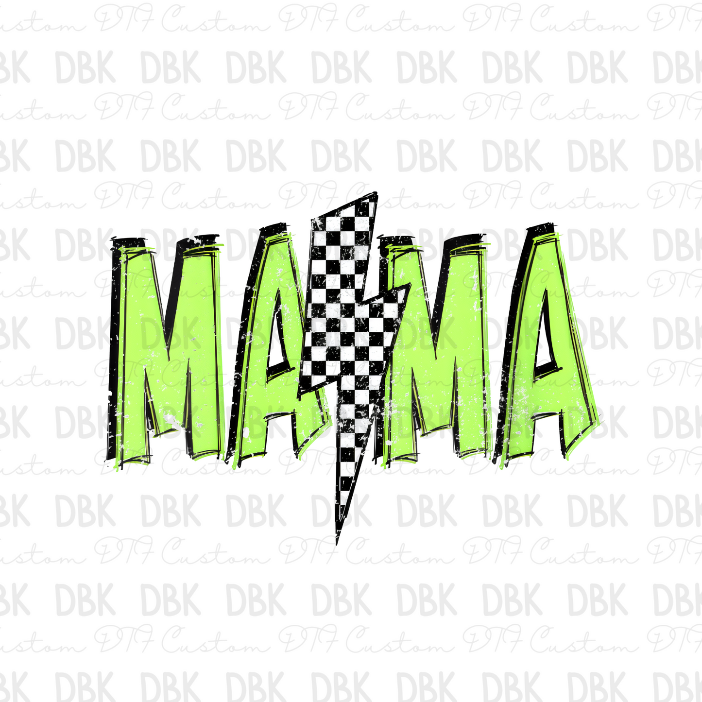 Mama lime green bolt DTF transfer