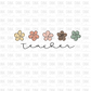 Teacher with flowers DTF transfer