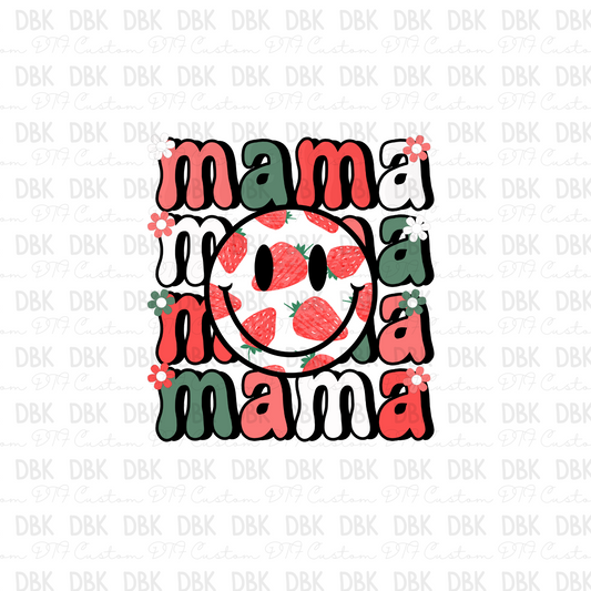 Strawberry mama smiley DTF transfer N19