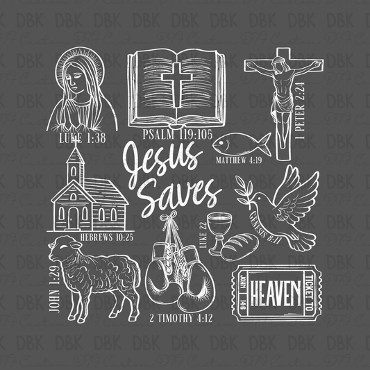 Jesus Saves White DTF Transfer
