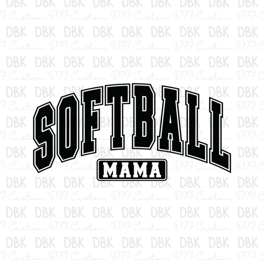 Softball mama DTF Transfer BLACK C136