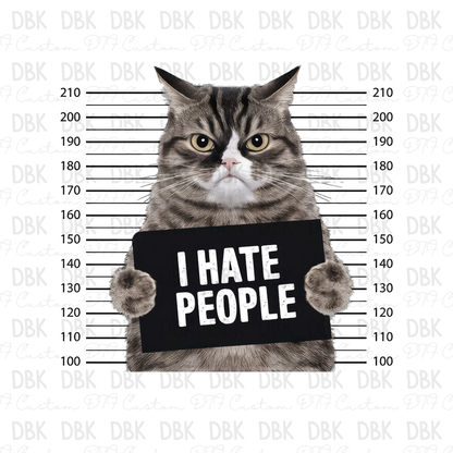 I hate people cat DTF Transfer I340